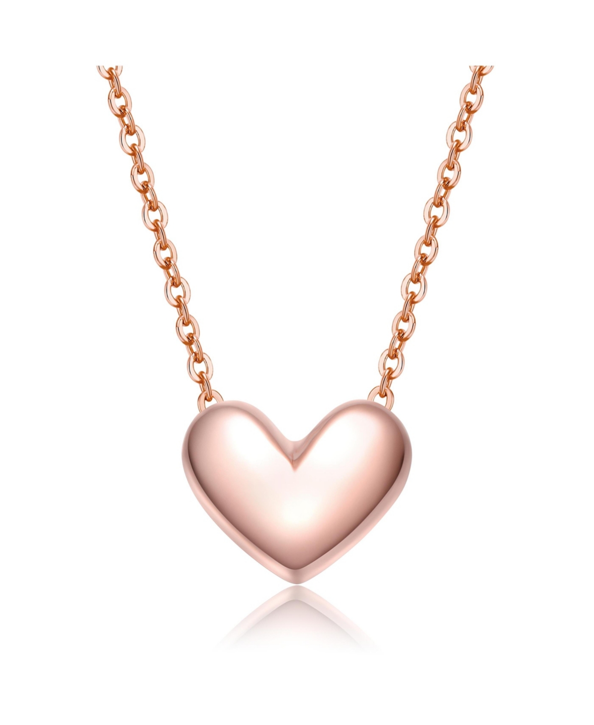 Minimalist Heart Pendant Necklace in White Gold Plated, 14K Gold Plated, or 18K Rose Gold Plated - Pink
