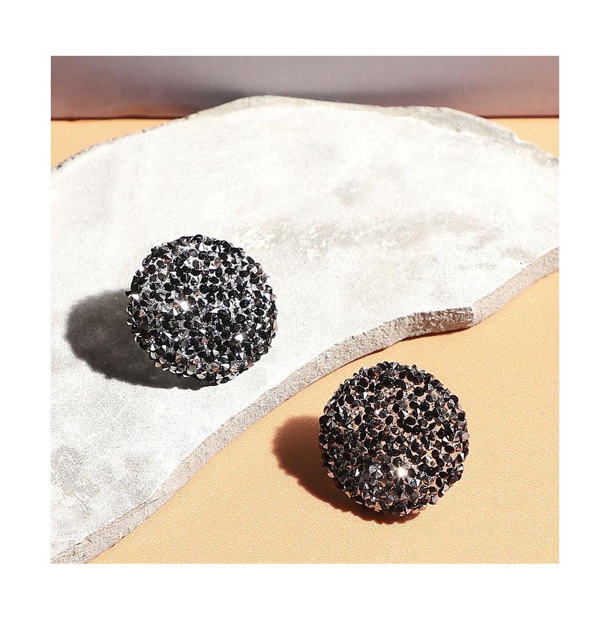 Sohi Embellished Cluster Circular Stud Earrings In Black