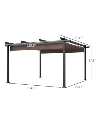 13' x 13' Aluminum Pergola with Retractable Canopy,