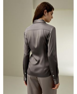 Women's Elegant Silhouette Silk Shirt