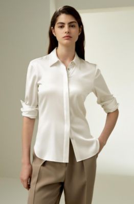 Women's Elegant Silhouette Silk Shirt