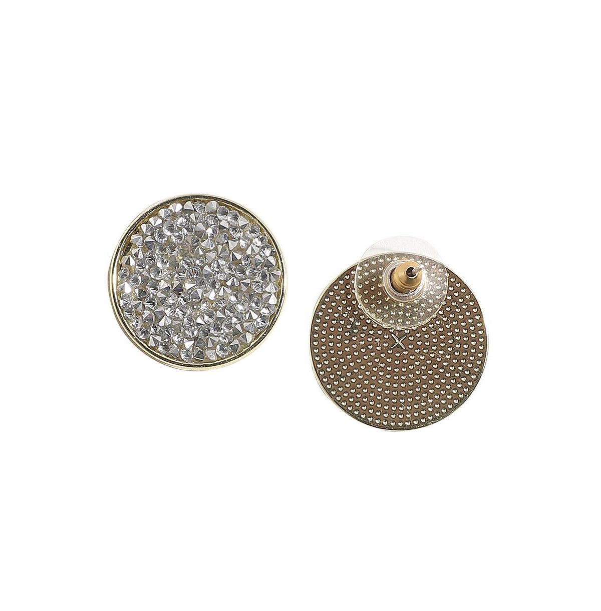 Sohi Embellished Cluster Circular Stud Earrings In Silver