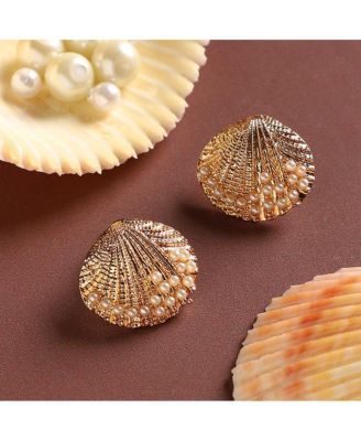 Pearl Seashell Stud Earrings