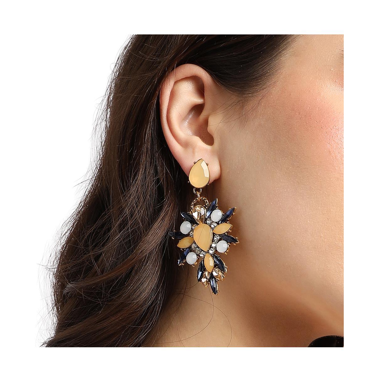 Sohi Crystal Drop Earrings In Yellow