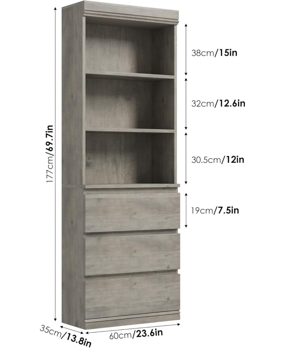 gaomon Bookcase with Drawers 70.27 Inches Tall Bookshelf Farmhouse Bookcases