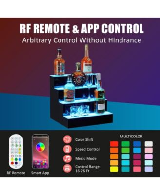 16-Inch 4-Tier LED Wine Display Rack - Acrylic Wine Rack, Remote Control, App-Controlled, Modern Design, Home Bar Accessory