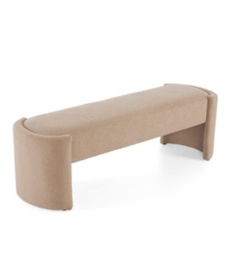 Elegant Long Ottoman Bench, Beige Linen Upholstery with Wooden Frame-The Pop Home