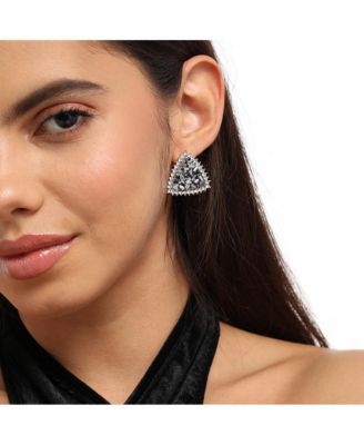 Crystal Cluster Triangle Stud Earrings