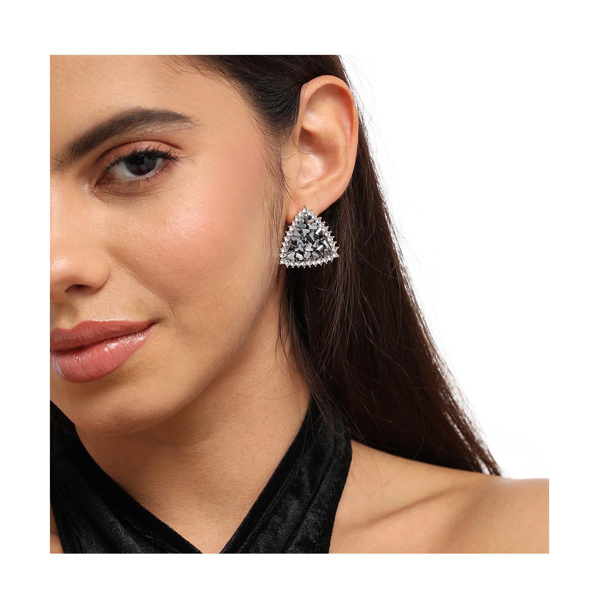Crystal Cluster Triangle Stud Earrings