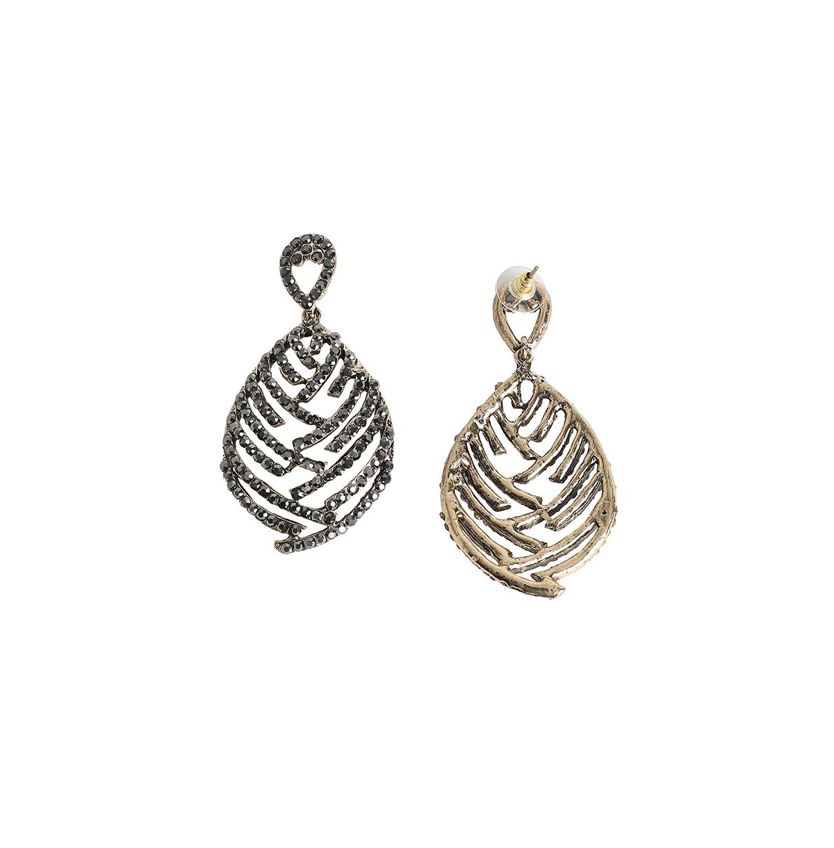 Sohi Embellished Overlay Teardrop Earrings In Silver
