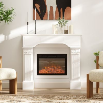 43.25" Baroque Fireplace Mantel, Fireplace Surround with Ionic Leg,