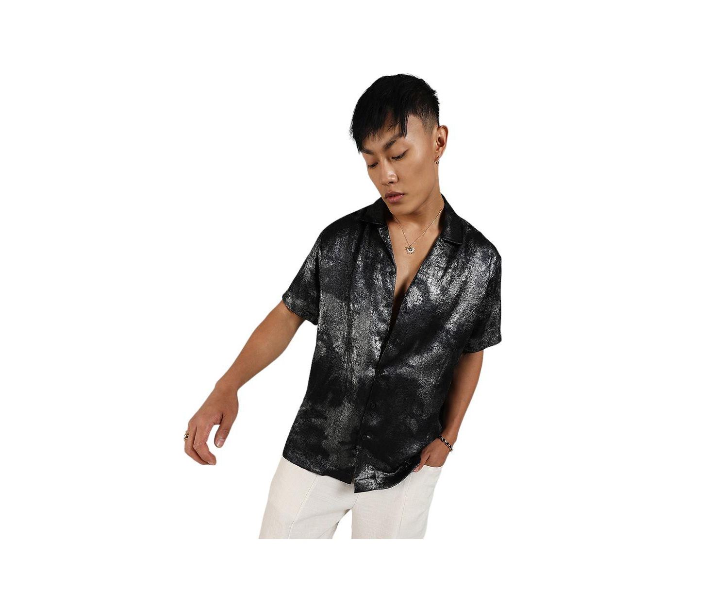 Men's Midnight Black & Chalice Silver Metallic Ombre Shirt