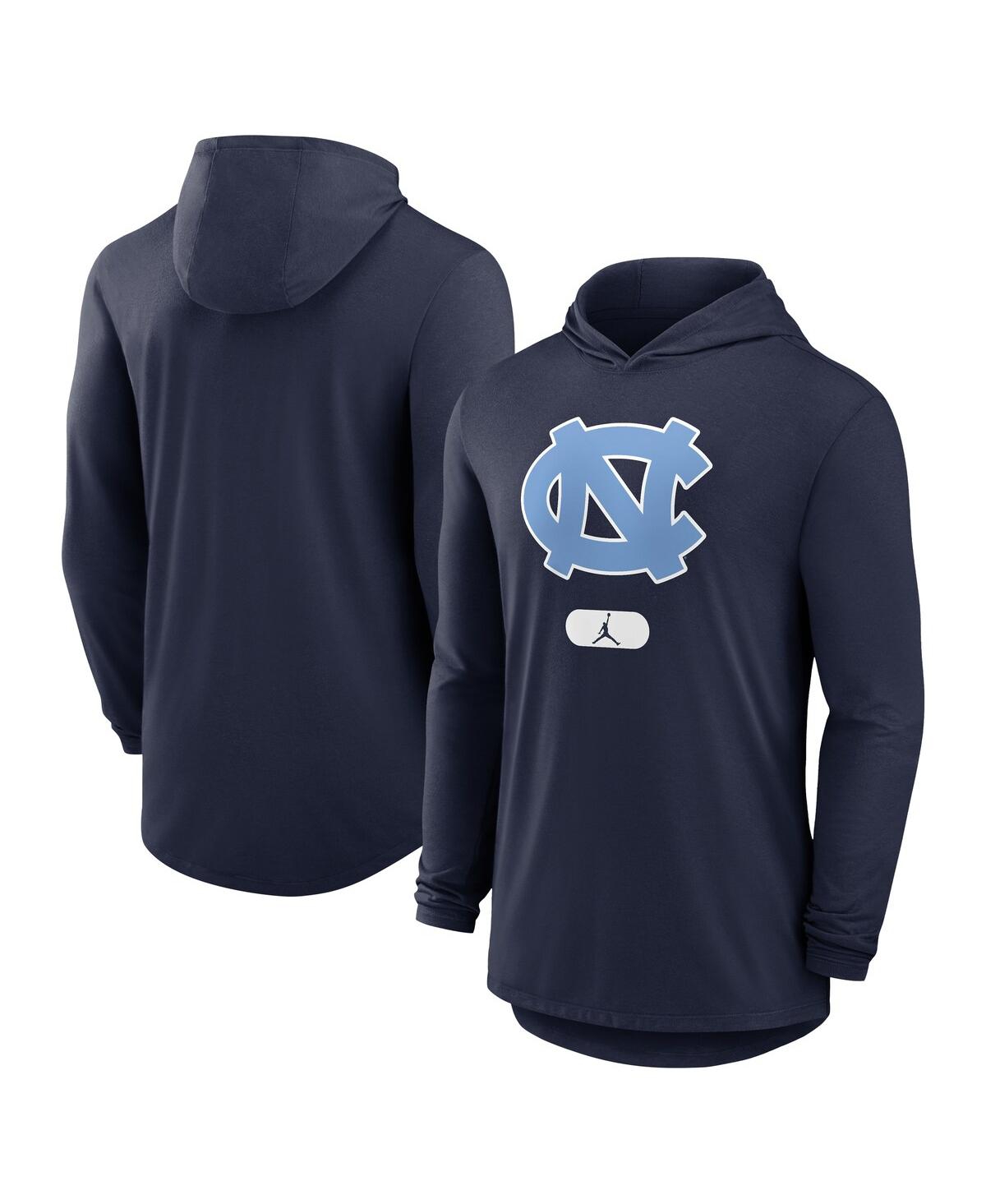 Men's Navy North Carolina Tar Heels Lightweight Performance Long Sleeve Hoodie T-Shirt - Navy
