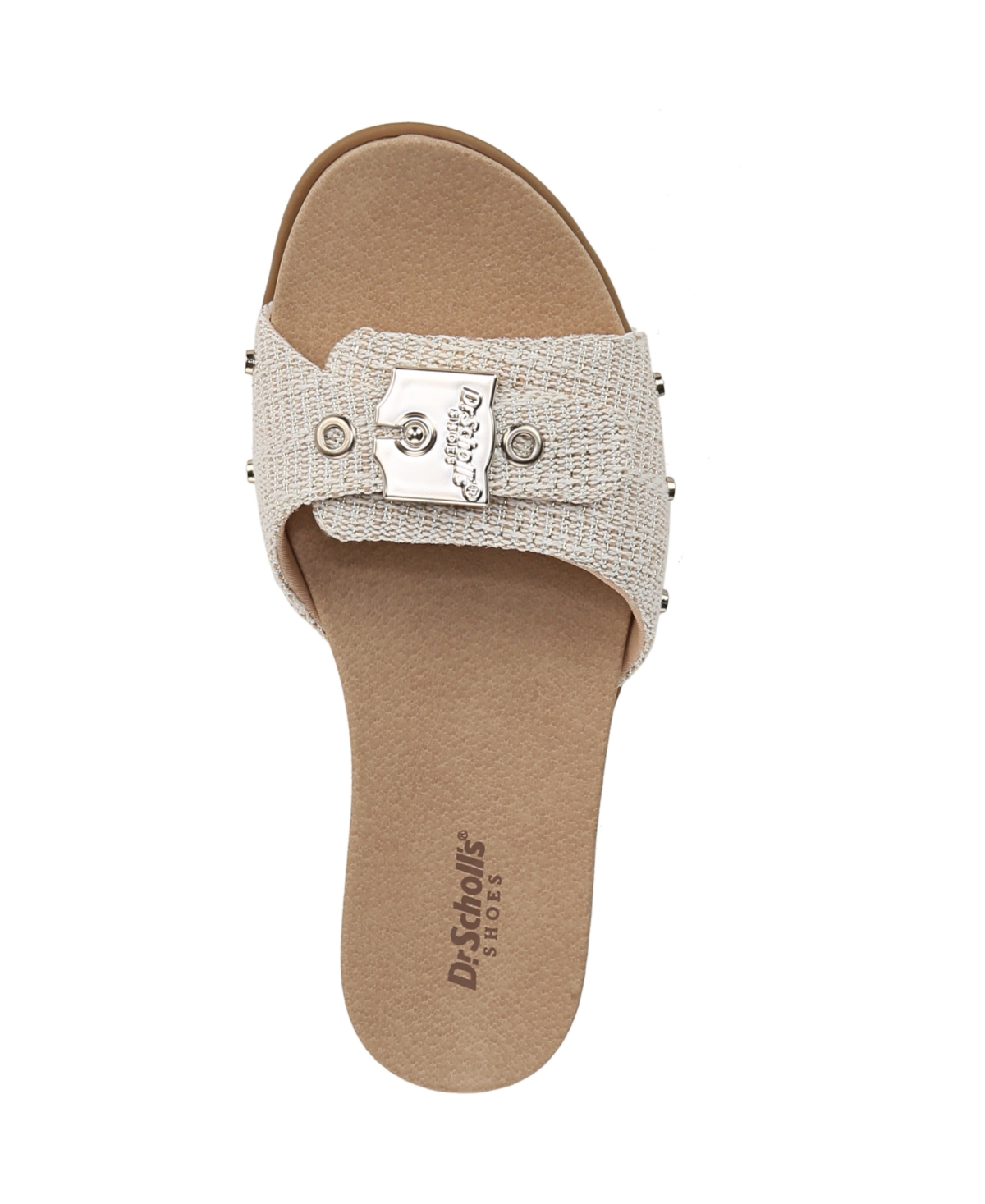Shop Dr. Scholl's Women's Nice Iconic Slide Sandals In Light Gold Fabric