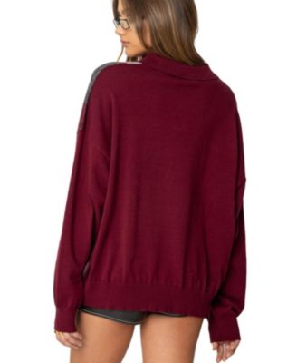 Women's Argyle Oversized Polo Sweater