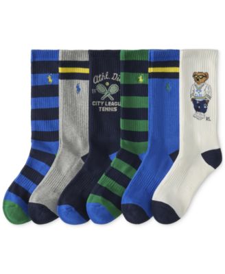 Polo Ralph Lauren - Men's 6-Pk. Athletic Club Bear Crew Socks