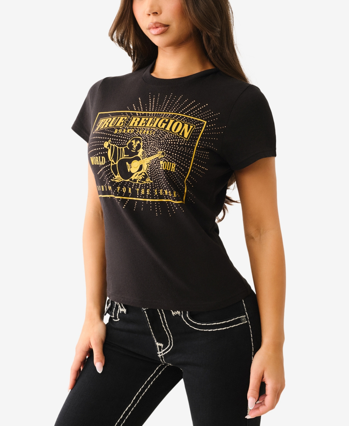 TRUE RELIGION WOMEN'S CRYSTAL CREW NECK T-SHIRT 