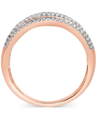 Diamond Princess & Round Multirow Statement Ring (1 ct. t.w.) in 14k Rose Gold