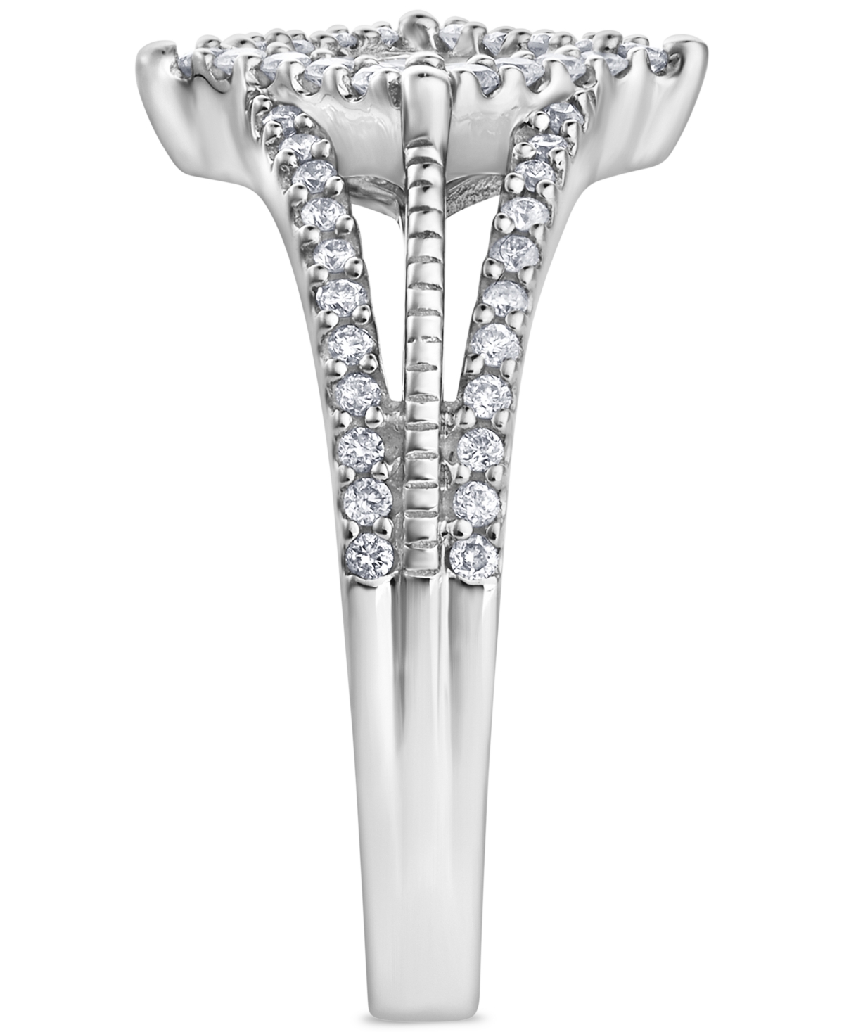 Macy's Diamond Princess & Round Halo Cluster Split Shank Ring (5/8 Ct. T.w.) In 14k White Gold In White Gold