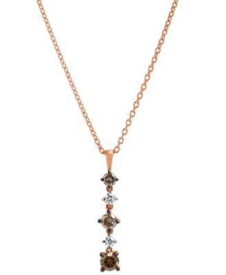 Macy's - Brown & White Diamond Vertical Drop Pendant Necklace (1/2 ct. t.w.) in 14k Rose Gold, 16" + 2" extender