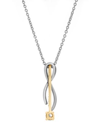Diamond Ribbon Inspired 18" Pendant Necklace (1/2 ct. t.w.) in 14k Two-Tone Gold