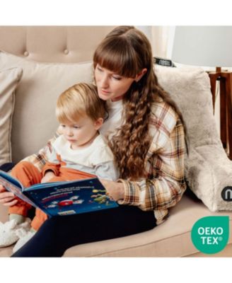 Faux Fur Supportive Backrest Reading Pillow for Adults & Kids - Blue