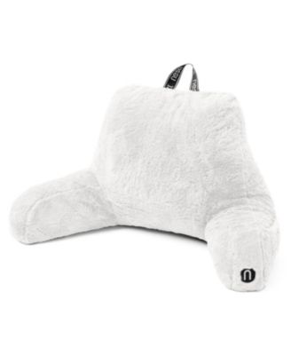 Faux Fur Supportive Backrest Reading Pillow for Adults & Kids - Blue