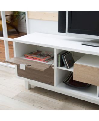 Modern TV Stand Entertainment Center with Wood Accents for Stylish Storage and Display