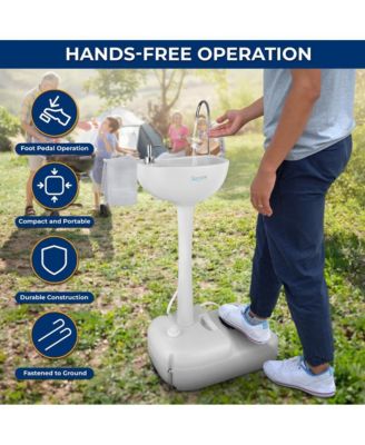 Portable Hand-Wash Sink Station with Foot Pump & Soap Dispenser