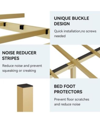 King Bed Frame with Velvet Storage Headboard, Heavy Duty Steel Slats Support Metal Platform Bed Frame w/Charging Station & LED, APP   Remote Control, Noise-Free/No Box Spring Needed