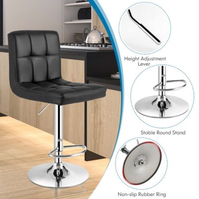 Set of 4 PU Leather Bar Stool Swivel Bar Chair w/ Adjustable Height
