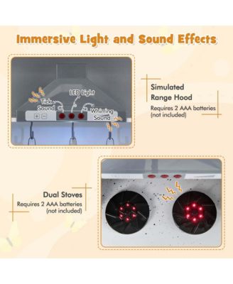 Pretend Play Kitchen for Kids Toddler Aged 3+ Wooden Toy Set with Range Hood