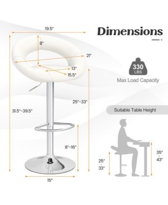 Set of 4 Adjustable Bar Stools Swivel Pub Chairs Barstools PU Leather