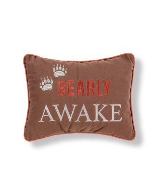 Bearly Awake Embroidered Thanksgiving Accent Throw Pillow, 12" x 16"