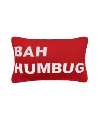 Bah Humbug Knitted Throw Pillow, 14" x 22"