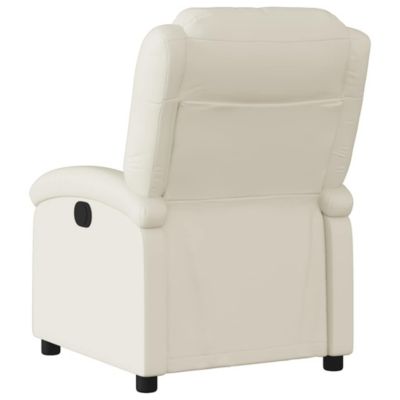 Recliner Chair Cream Faux Leather, Foam, Metal, Plywood Standard