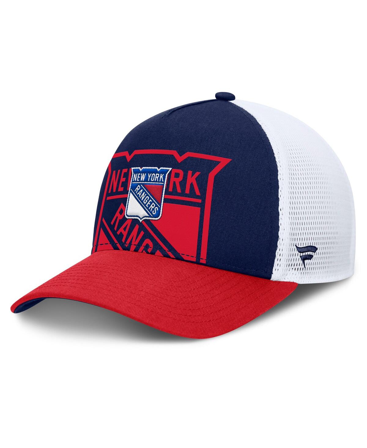 Fanatics Men's Navy/red New York Rangers Authentic Pro A-frame Rink Adjustable Hat In Navy,red