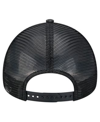 Men's Black Miami Dolphins Midnight Ink Tonal Text A-Frame Trucker 9FORTY Adjustable Hat