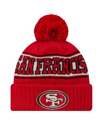 New Era - Big Boys and Girls Scarlet San Francisco 49ers Retro Cuffed Knit Hat with Pom