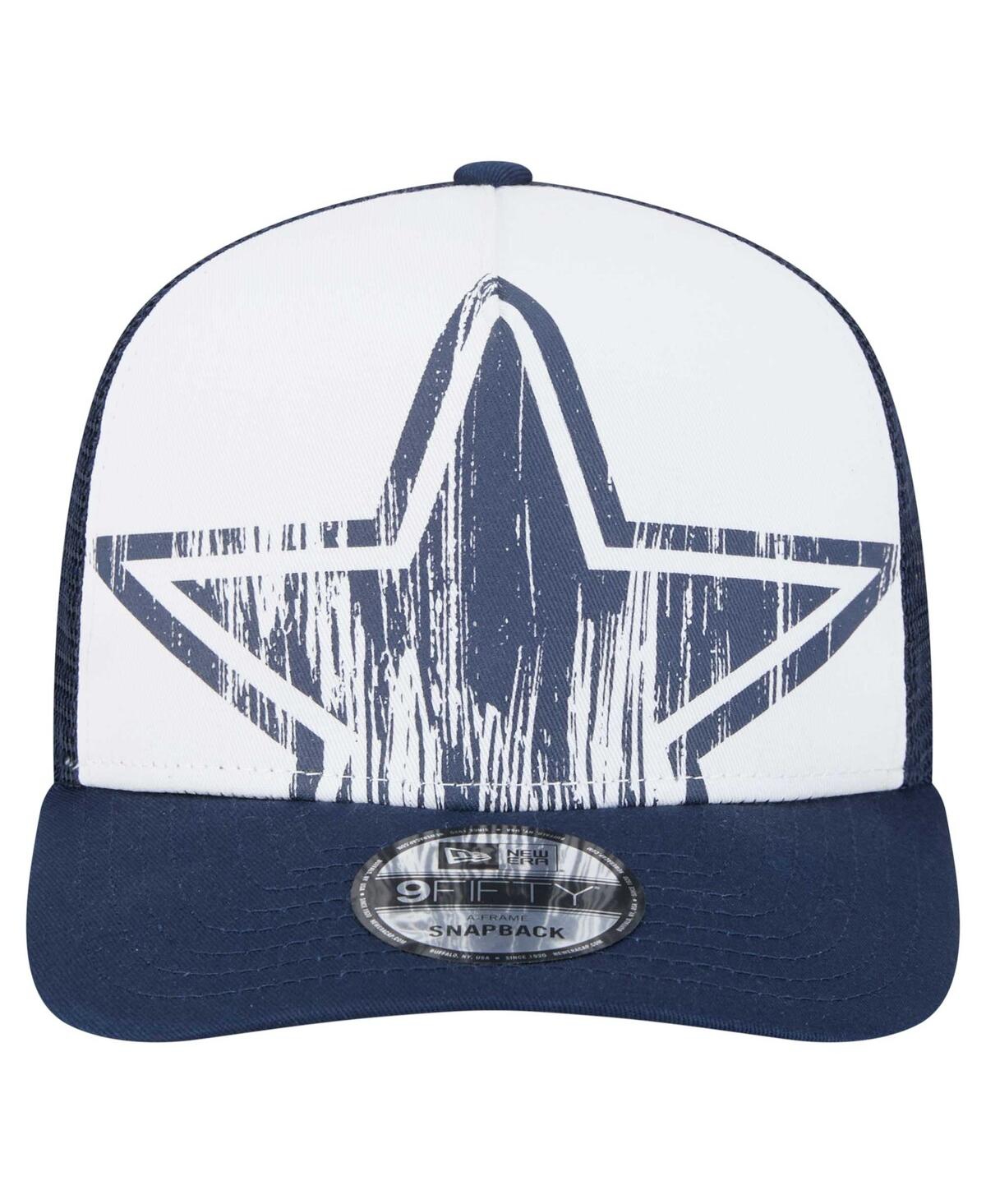 NEW ERA MEN'S WHITE/NAVY DALLAS COWBOYS DISTRESSED 9FIFTY A-FRAME SNAPBACK HAT 