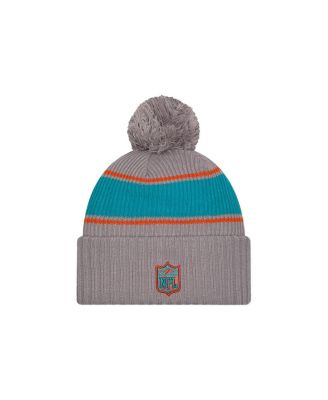 Men's Gray Miami Dolphins 2024 Sideline Sport Cuffed Knit Hat with Pom