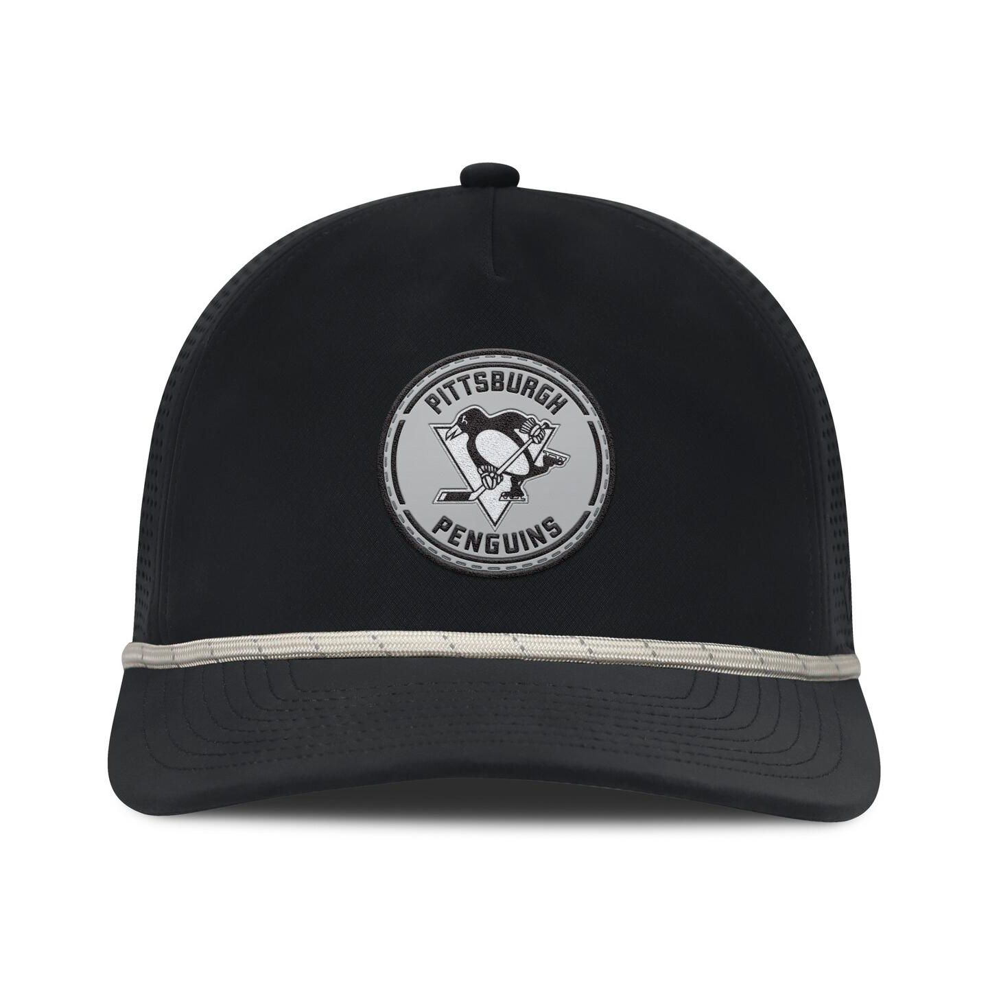 Мужская кепка Fanatics Black Pittsburgh Penguins Front Office Performance A-Frame Adjustable Hat — фото 4