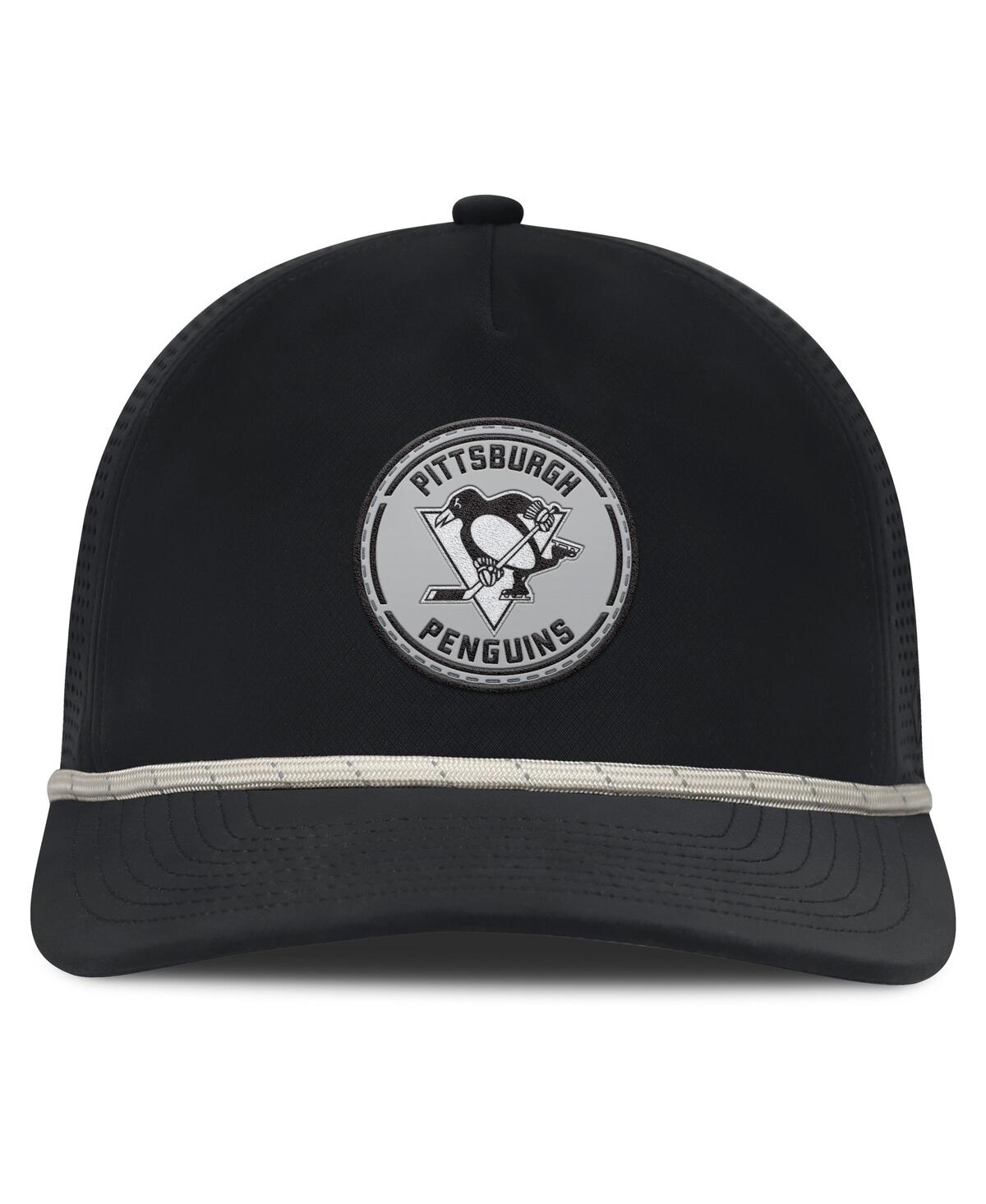 FANATICS MEN'S BLACK PITTSBURGH PENGUINS FRONT OFFICE PERFORMANCE A-FRAME ADJUSTABLE HAT