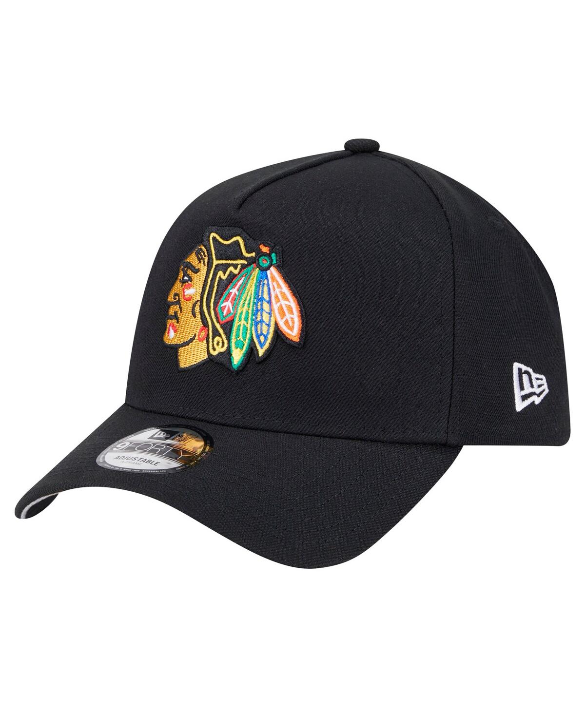 NEW ERA MEN'S BLACK CHICAGO BLACKHAWKS CORE A-FRAME 9FORTY ADJUSTABLE HAT 