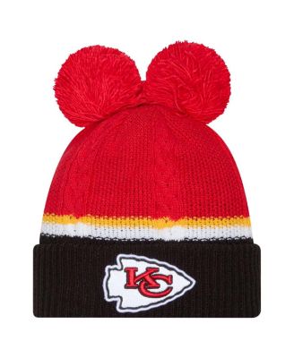 New Era - Women's Red Kansas City Chiefs Double Bubble Cuffed Knit Hat with Poms