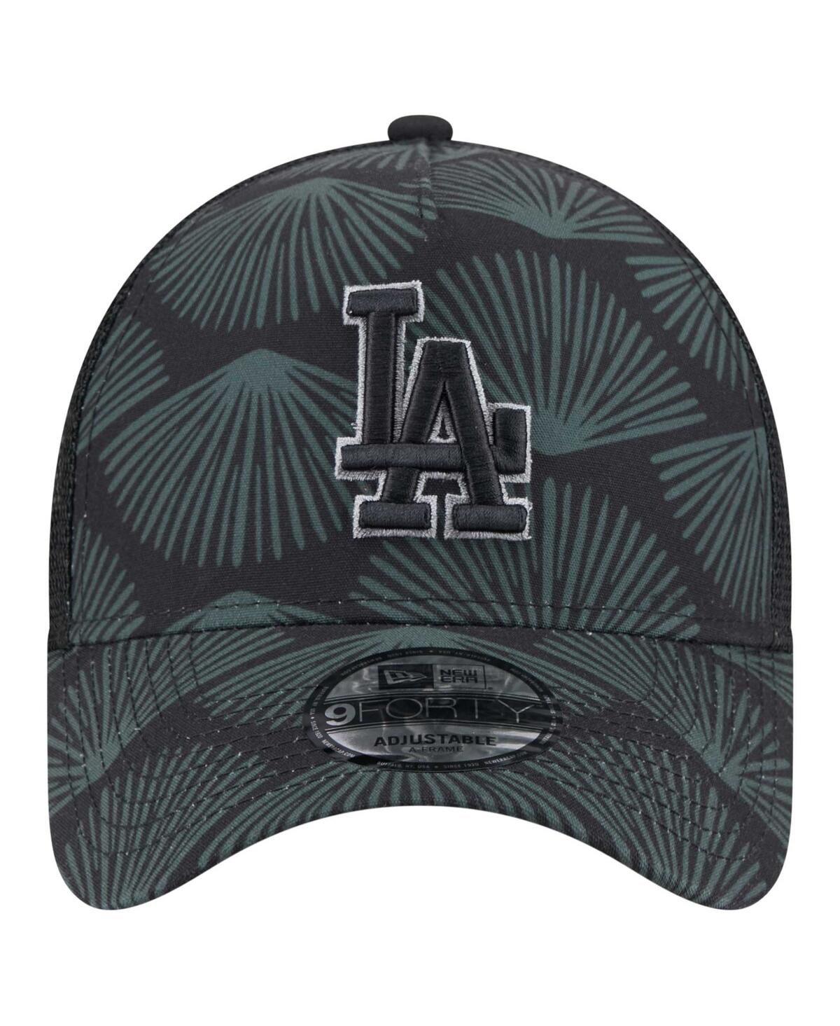New Era Men's Black Los Angeles Dodgers 9forty A-frame Trucker Adjustable Hat In Black
