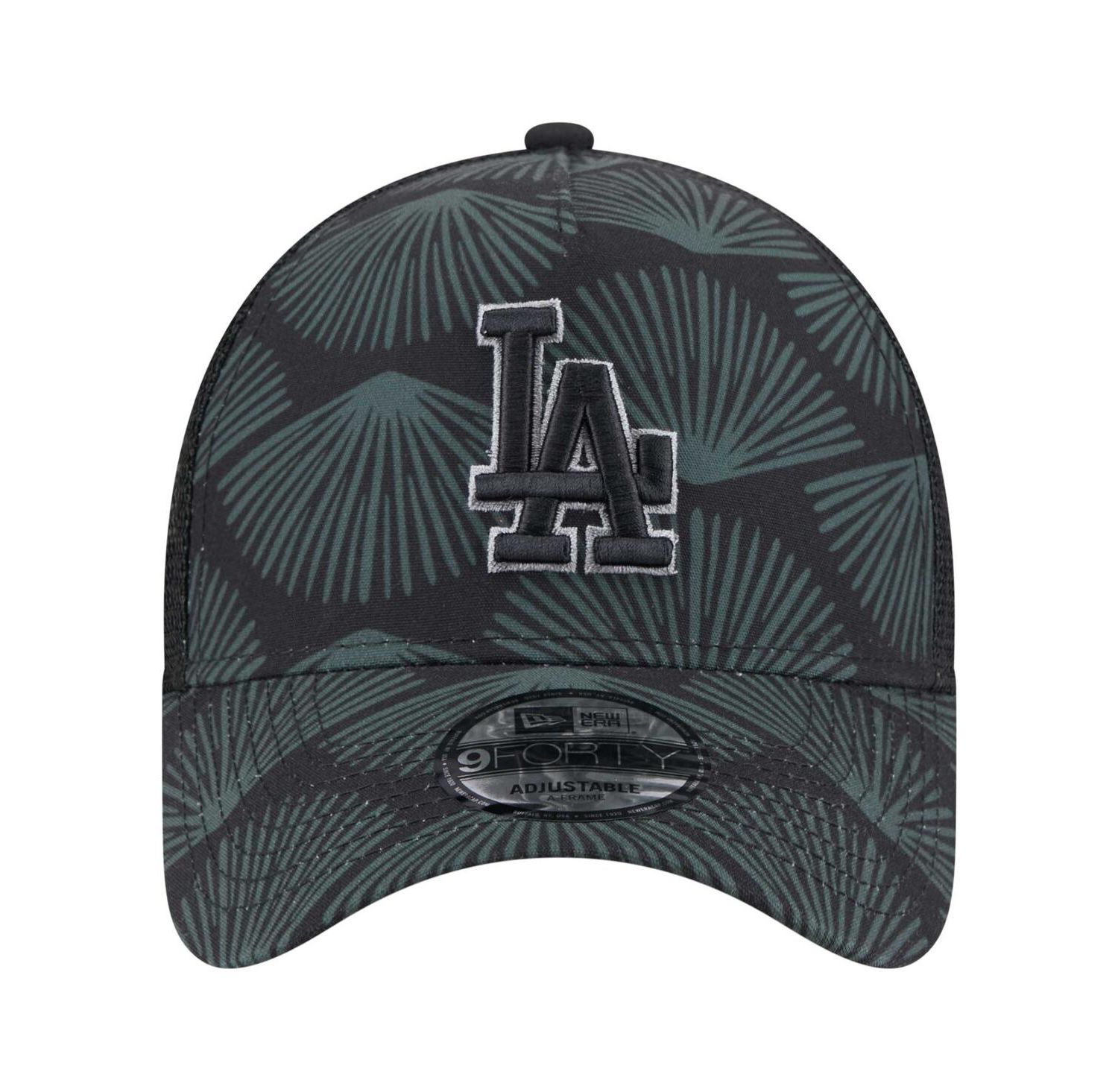 Men's Black Los Angeles Dodgers 9FORTY A-Frame Trucker Adjustable Hat