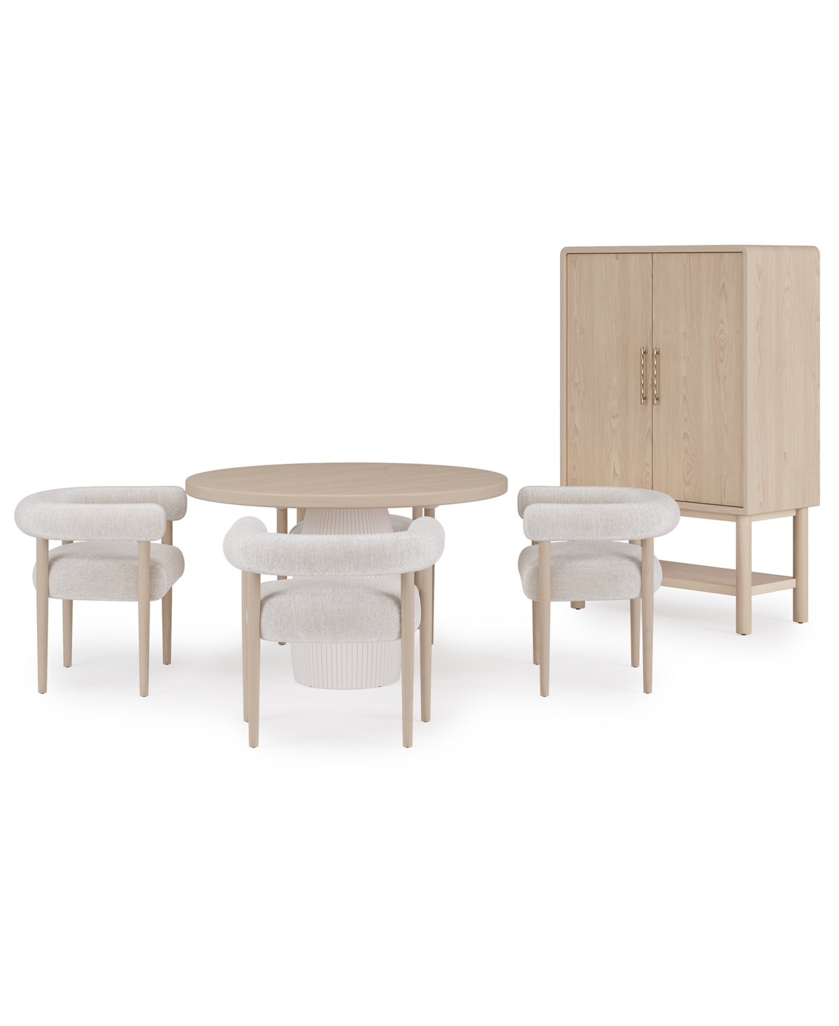 Macy's Lunare 5-pc. Dining Set (round Table & 4 Rolled Back Chairs), Created For  In Sand