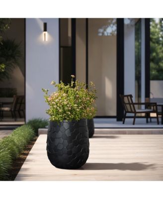 Black Beehive Round 19.7-Inch Tall Planter