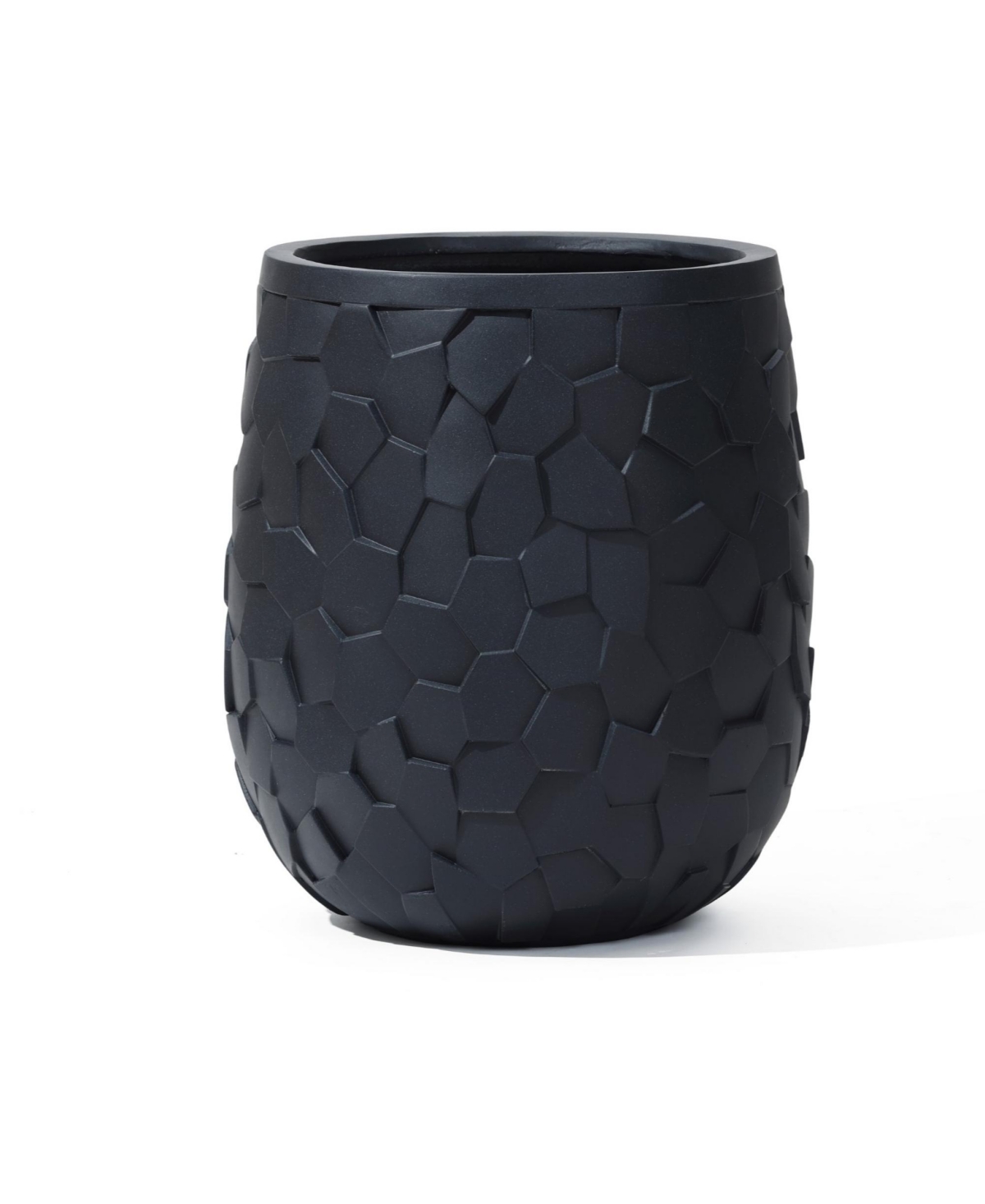 Black Beehive Round 19.7-Inch Tall Planter - Black
